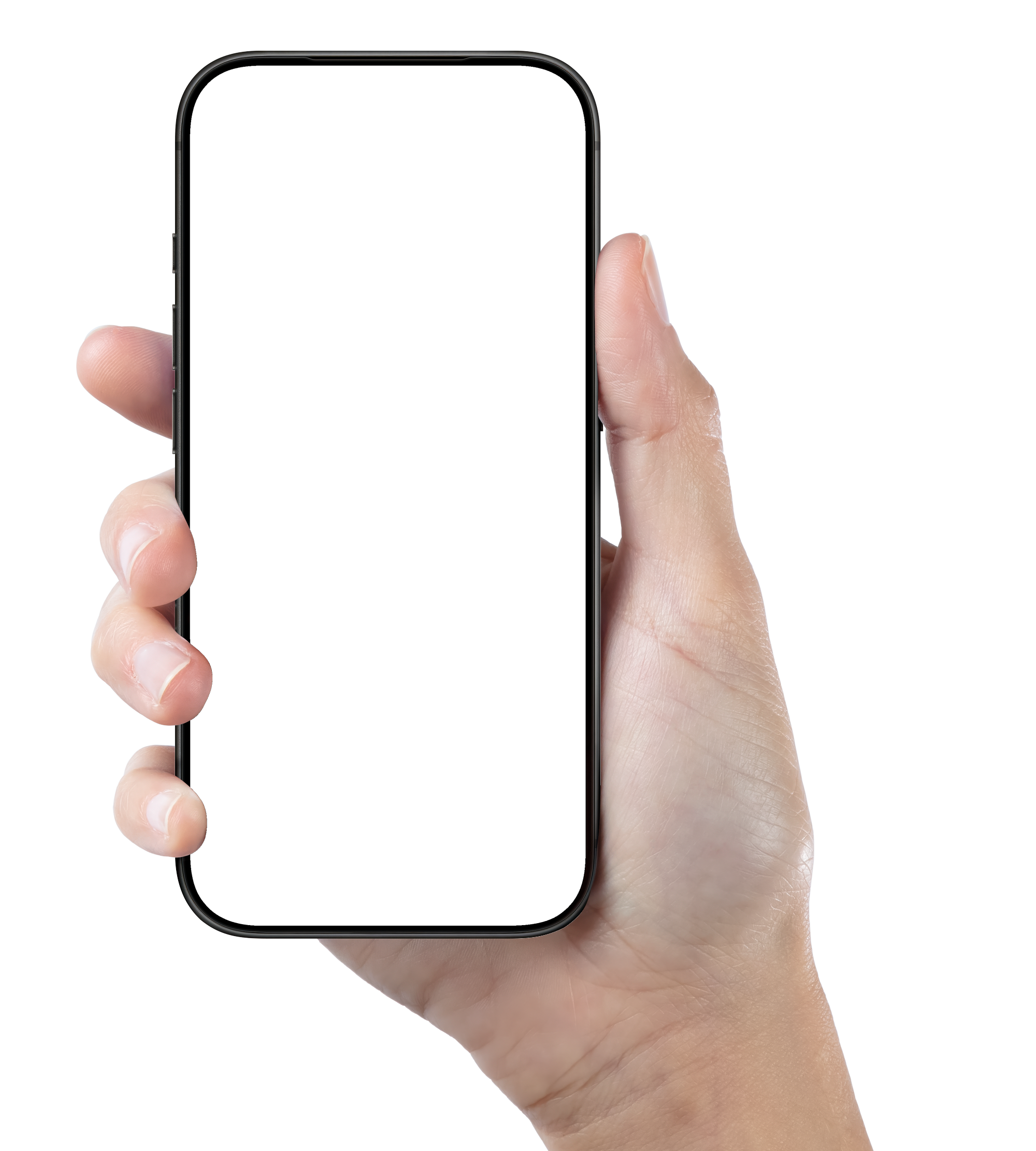 A hand holding a phone showing Assisty AI answering a call